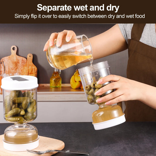 π« Olive & Pickle Strainer Jar β Smart Hourglass Flip Design for Fresh, Mess-Free Storage