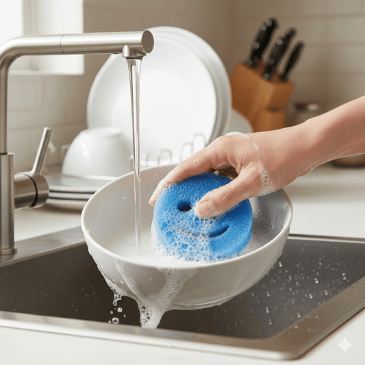 Smiling Face Dishwashing Sponge - 2pcs