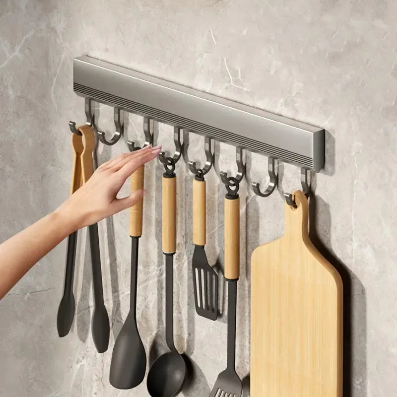 🏡 Wall Mounted Hooks Rack – Easy, Punch-Free Kitchen Storage