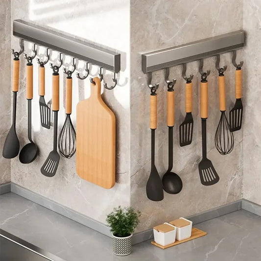 🏡 Wall Mounted Hooks Rack – Easy, Punch-Free Kitchen Storage