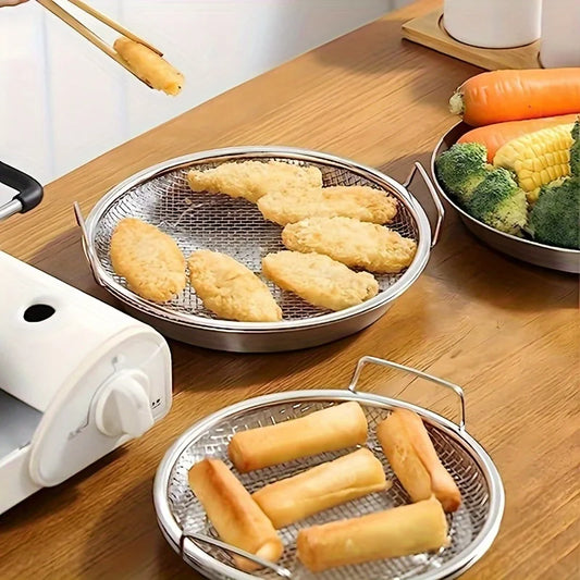 🍳 Stainless Steel Oil Filter Tray – Perfect for Frying, Grilling & Crisp Perfection